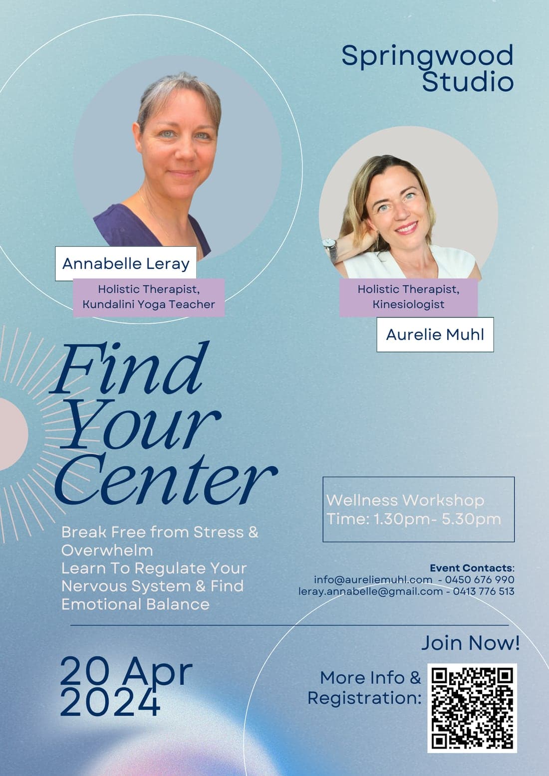 Find Your Center wellbeing workshop with Annabelle Leray
